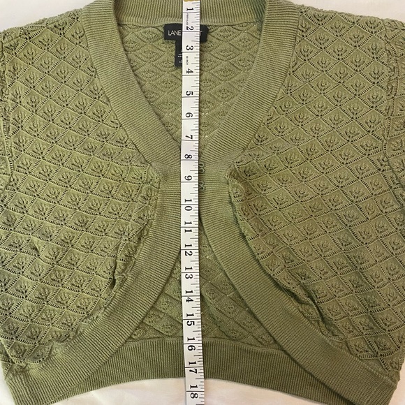 Lane Bryant Crochet Knit Green Short Sleeve Short Cardigan Shrug Size 22 24 - Picture 2 of 6
